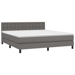 vidaXL Boxspring met matras en LED kunstleer grijs 160x200 cm