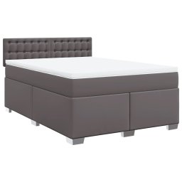 vidaXL Boxspring met matras kunstleer grijs 160x200 cm