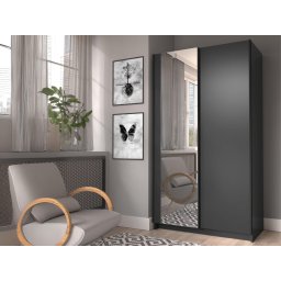 Kledingkast SAFIAT 2 schuifdeuren 100 cm zwart