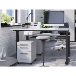 Elektrisch verstelbaar bureau POLYGON 160 cm lichtgrijs/zwart