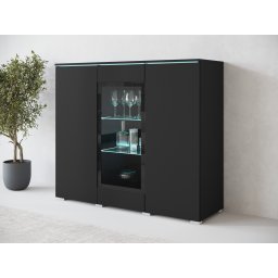 Hoge commode VITTORIO 3 deuren grafiet met led