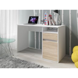 Bureau BIDOU 1 deur 1 lade wit/sonoma eik