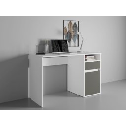 Bureau BIDOU 1 deur 1 lade wit/grafiet