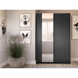 Kledingkast SAFIAT 2 schuifdeuren 120 cm zwart