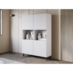 Hoge commode FUKETTE 4 deuren 120 cm wit