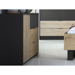 Commode UMPAL 1 deur 3 lades grafiet/artisan eik