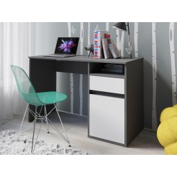 Bureau BIDOU 1 deur 1 lade grafiet/wit