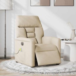 vidaXL Massagestoel elektrisch verstelbaar stof crèmekleurig