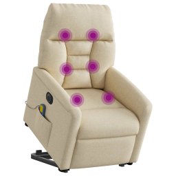 vidaXL Sta-op-massagestoel elektrisch verstelbaar stof crèmekleurig