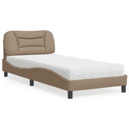 vidaXL Bed met matras "Hvar" kunstleer cappuccinokleurig 80x200 cm