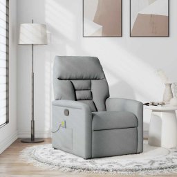 vidaXL Massagestoel verstelbaar stof lichtgrijs
