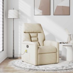 vidaXL Massagestoel verstelbaar stof crèmekleurig