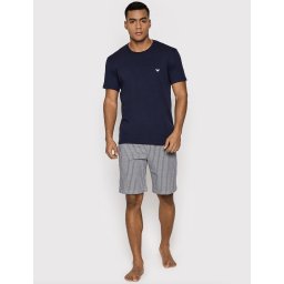 Emporio Armani - Maat XL - Pattern Mix Mannen Shortama - Marin Vertical Stripe