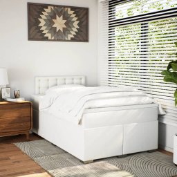 vidaXL Boxspring met matras kunstleer wit 120x190 cm