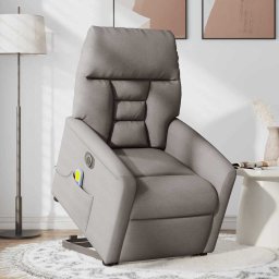 vidaXL Sta-op-massagestoel elektrisch verstelbaar stof taupe