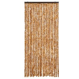 vidaXL Vliegengordijn 90x200 cm chenille okerkleurig en wit