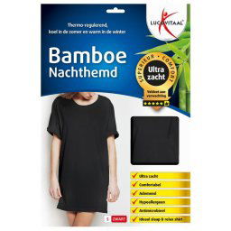 Lucovitaal Bamboe Nachthemd Zwart S