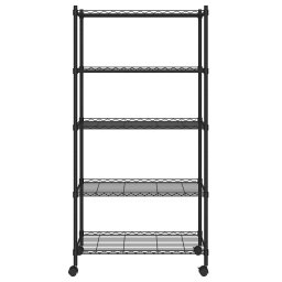 vidaXL Opbergrek 5-laags met wielen 250 kg 75x35x155 cm zwart