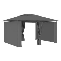 vidaXL Tuinpaviljoen met gordijnen 4x3 m antraciet