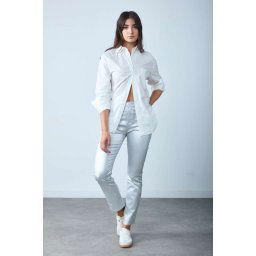 Broek Toxik3 Maat 36 hoge taille zilver chrome lederlook