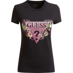 Guess - Maat XS - CN Floria Tee Dames T-Shirt - Zwart