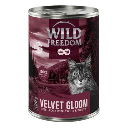 6x400g Wild Freedom Red Meat Velvet Gloom varkensvlees, kalkoen forel natvoer voor katten