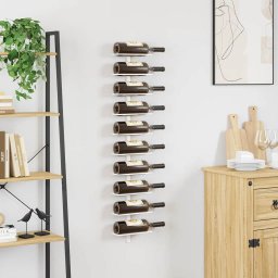 vidaXL Wijnrek voor 10 flessen wandmontage metaal wit