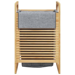 vidaXL Wasmand met grijze zak 32x30x36,5 cm bamboe