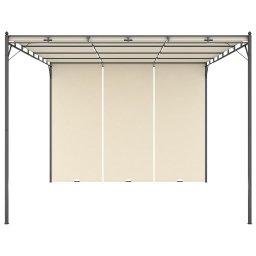 vidaXL Tuinprieel met zijgordijn 4x3x2,25 m crème