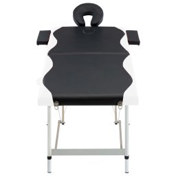 vidaXL Massagetafel inklapbaar 2 zones aluminium zwart en wit