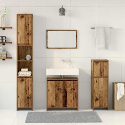 vidaXL 4-delige Badkamermeubelset bewerkt hout oud houtkleurig