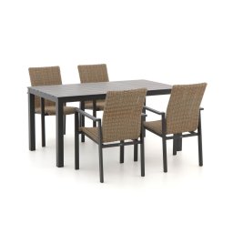 + 15% kassakorting | Manifesto Villongo/Menzano 160cm dining tuinset 5-delig stapelbaar - Laagste prijsgarantie!