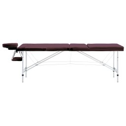 vidaXL Massagetafel inklapbaar 3 zones aluminum wijnpaars