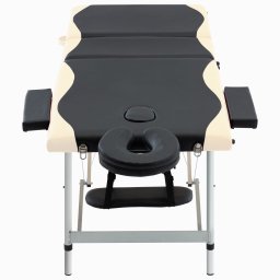 vidaXL Massagetafel inklapbaar 3 zones aluminium zwart en beige