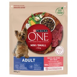 800g Purina One Mini Adult Rund & Rijst hondenvoer droog