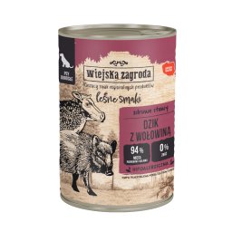 Voordeelverpakking 24x400g Wiejska Zagroda Dog wild zwijn met rund natvoer voor honden