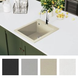 vidaXL Gootsteen enkele bak graniet beige