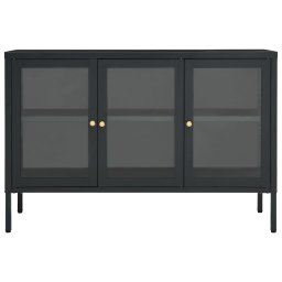 vidaXL Dressoir 105x35x70 cm staal en glas antracietkleurig