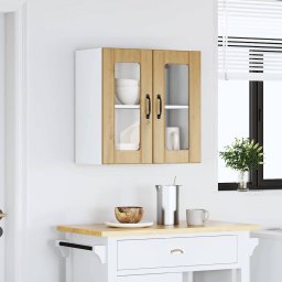 vidaXL Keukenbovenkast met glazen deur Lucca bewerkt hout artisanaal eiken