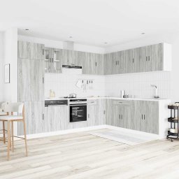 vidaXL 14-delige Keukenkastenset Porto bewerkt hout grijs sonoma eiken