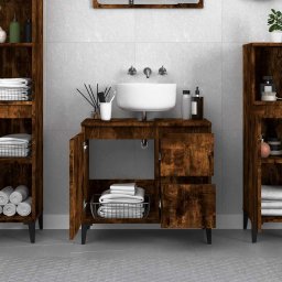 vidaXL Badkamerkast 65x33x60 cm bewerkt hout gerookt eikenkleurig