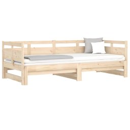 vidaXL Slaapbank uitschuifbaar massief grenenhout 2x(80x200) cm