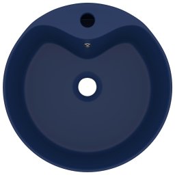 vidaXL Wastafel met overloop 36x13 cm keramiek mat donkerblauw