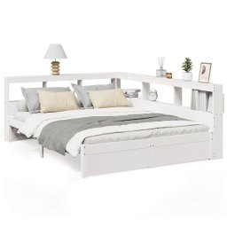 vidaXL Bed met boekenkast zonder matras grenenhout wit 150x200 cm