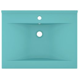 vidaXL Wastafel met kraangat 60x46 cm keramiek mat lichtgroen