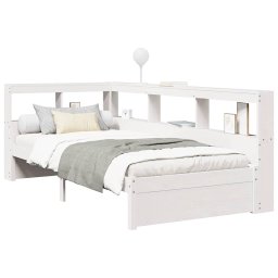 vidaXL Bed met boekenkast zonder matras grenenhout wit 75x190 cm