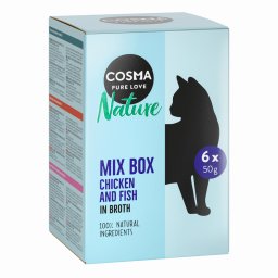 6x50g Nature Maaltijdzakjes Mix (6 soorten) Cosma Kattenvoer