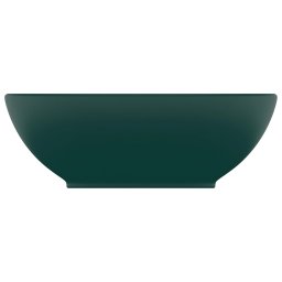 vidaXL Wastafel ovaal 40x33 cm keramiek mat donkergroen