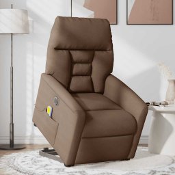 vidaXL Sta-op-massagestoel elektrisch verstelbaar stof bruin