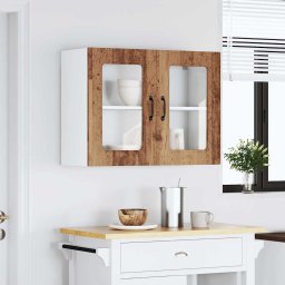 vidaXL Keukenbovenkast met glazen deur bewerkt hout oud houtkleurig